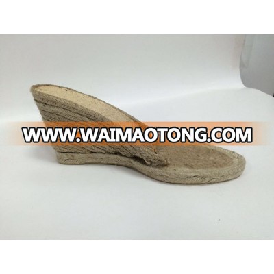 7.5 cm high heel jute rope and rubber outsole espadrille shoes high heel wedges platform sandals